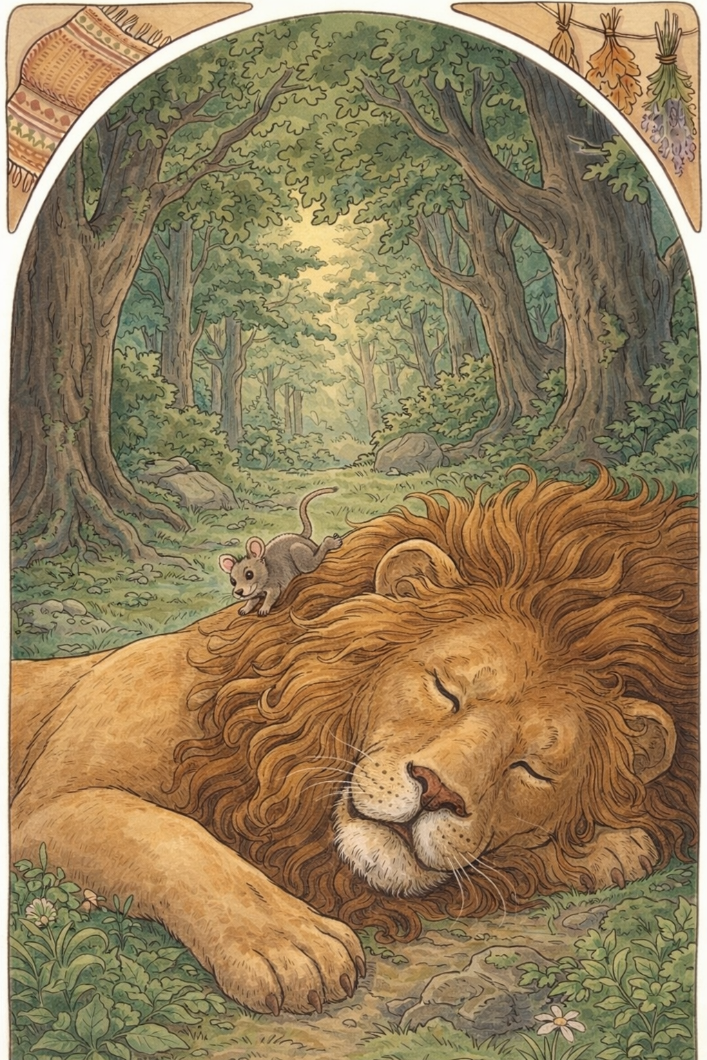 Мышь рядом со спящим львом