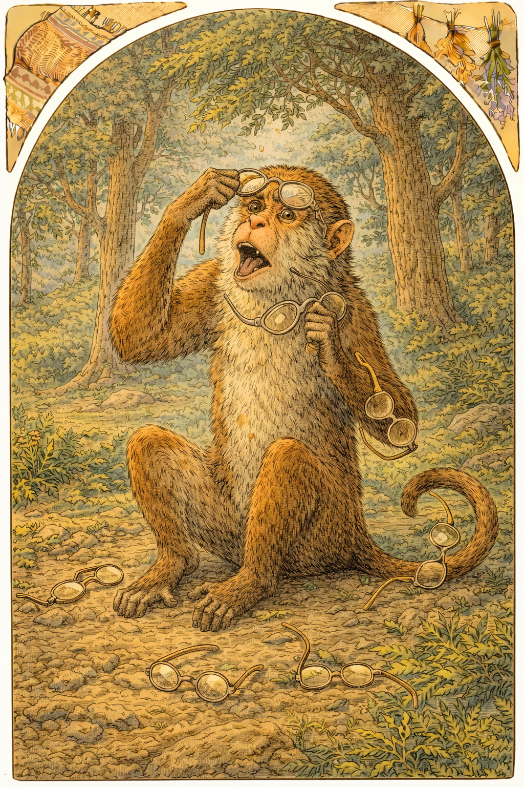 Мартышка примеряет очки