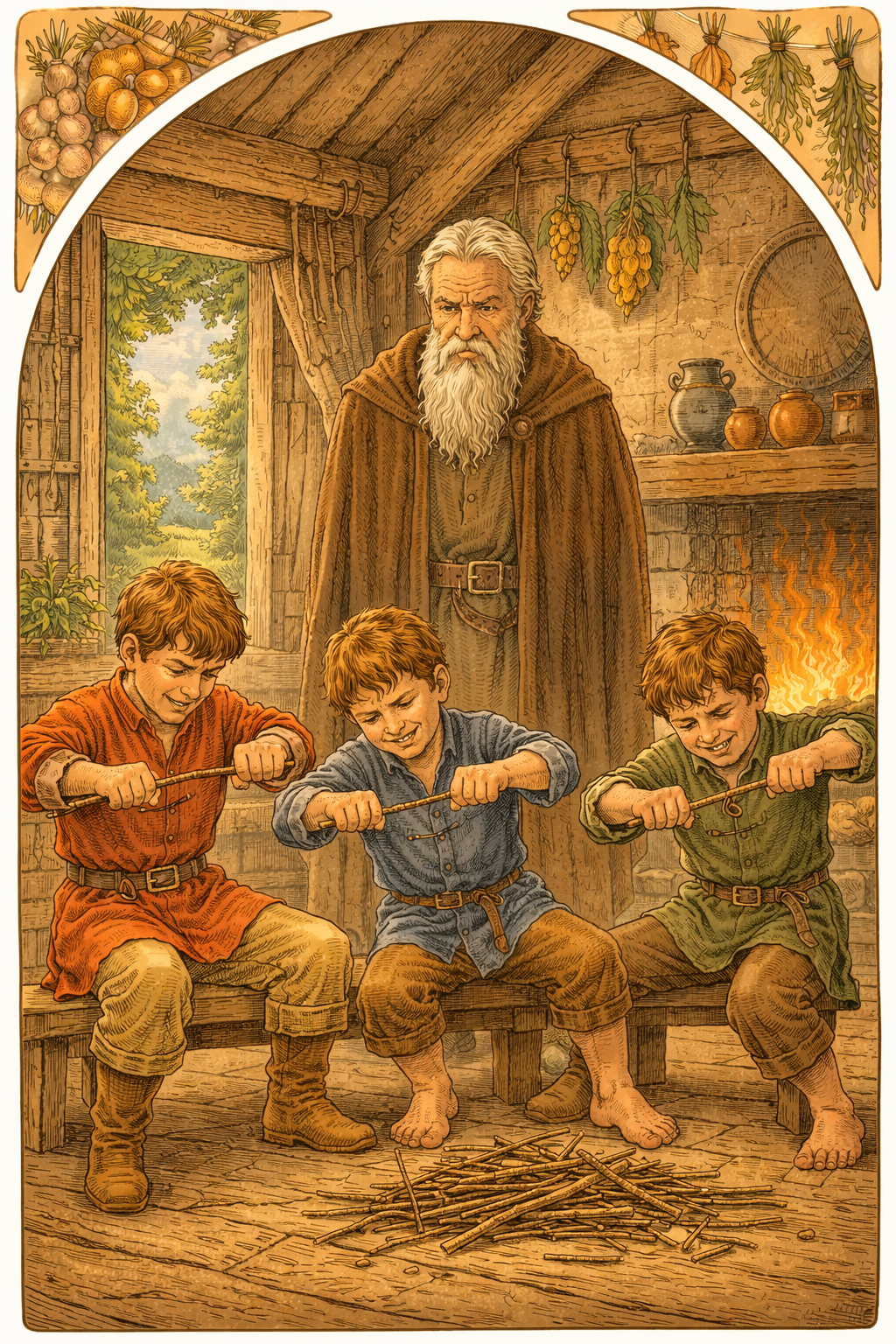 Сыновья легко ломают отдельные прутья