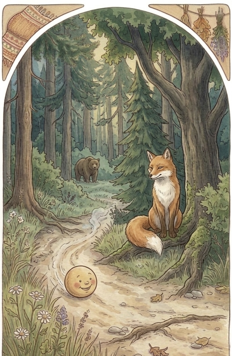 Колобок встречает лису