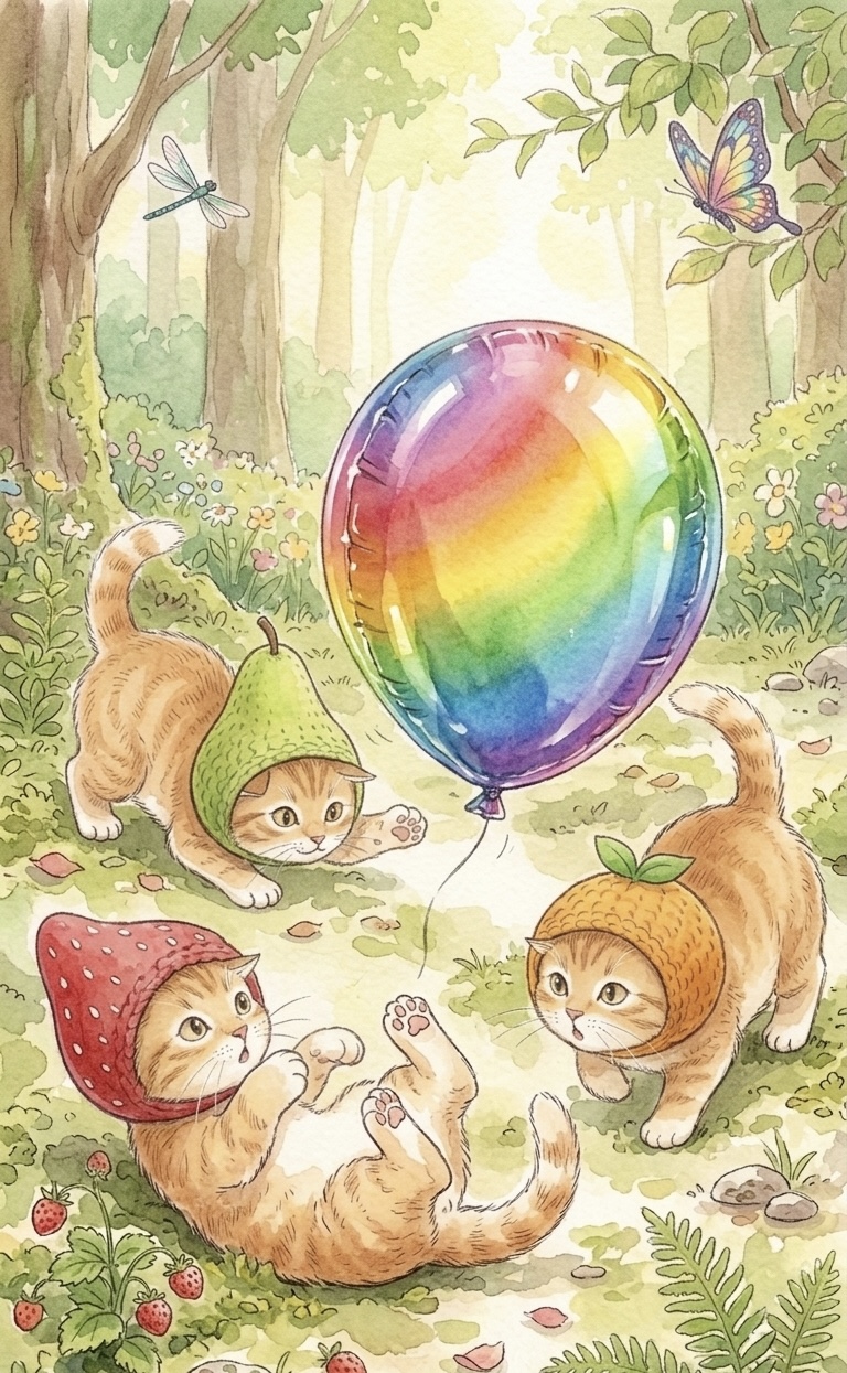 Sunny is happy to see the rainbow balloon