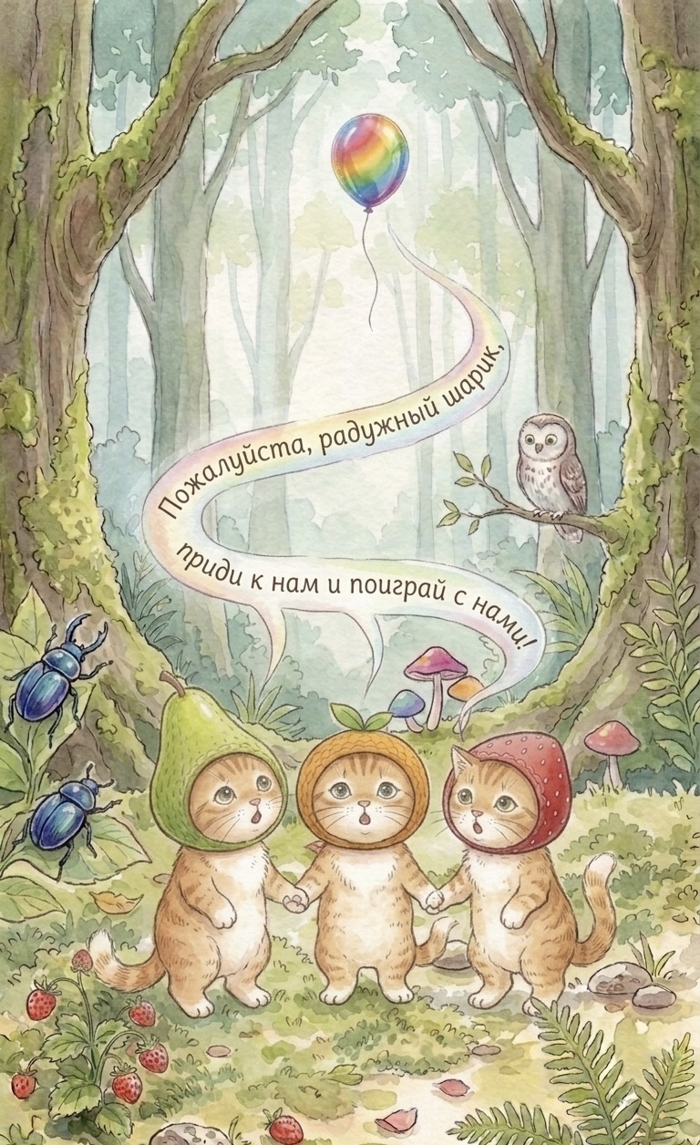 Котята зовут радужный шарик