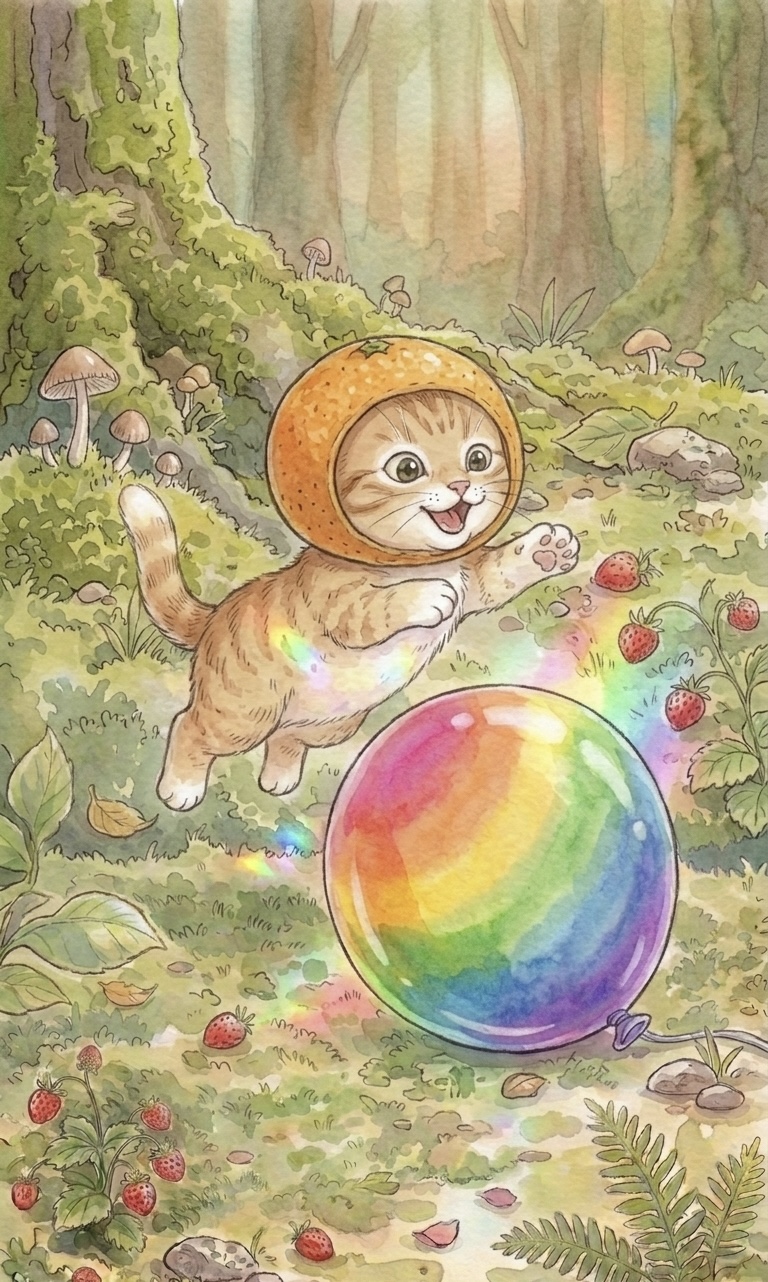 Sunny jumps over the rainbow balloon