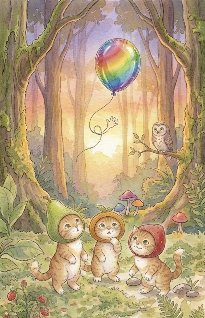 The rainbow balloon says goodbye